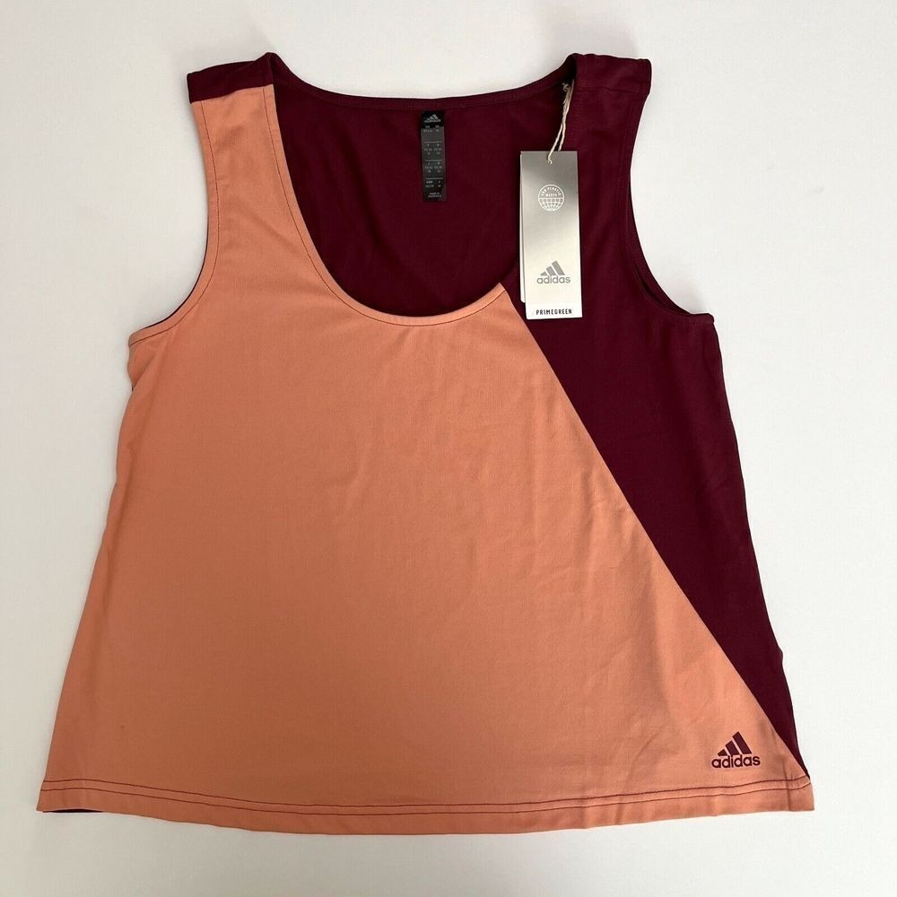 Adidas Maroon Peach Scoop Tank, Exercise Tops, Sports‎ Tops, Sports Tanks J7